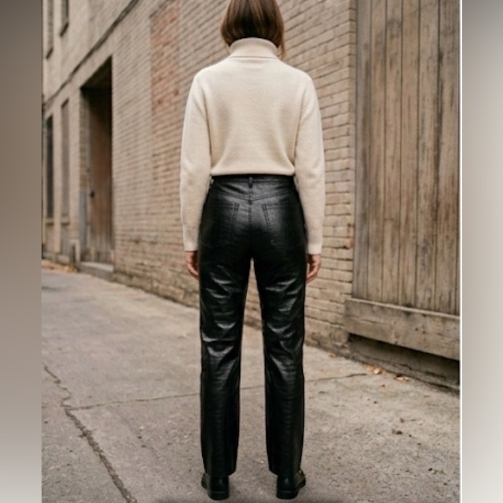 INC International Concepts Black Croc-Embossed Pants